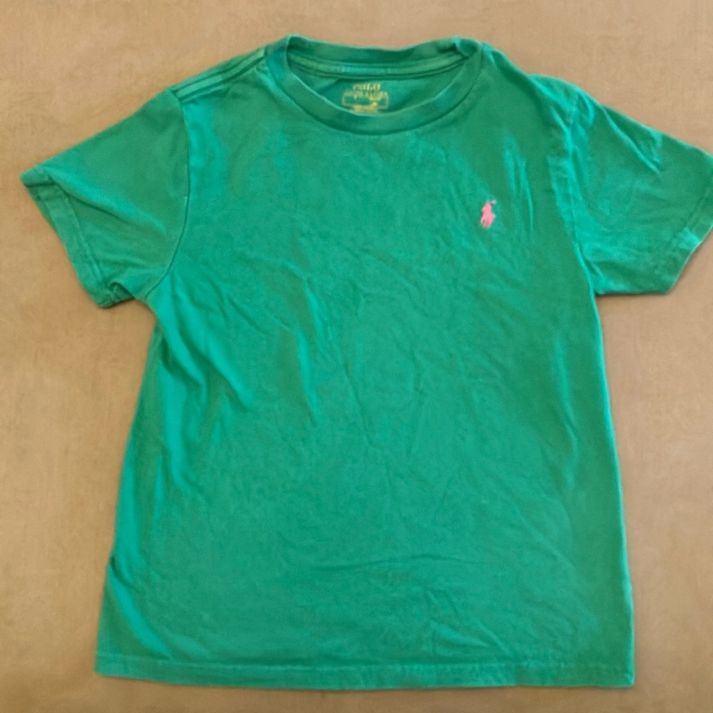 Polo Ralph Lauren T Shirt Boys  Size 7 Crew Neck Pony Short Sleeve Green